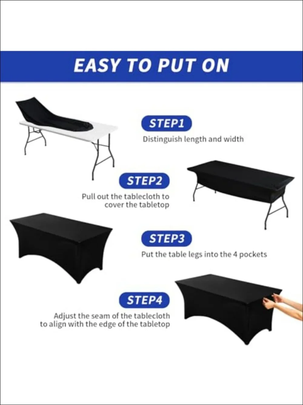 Spandex Fitted Table Cover 8FT Rectangle Stretch Tablecloth